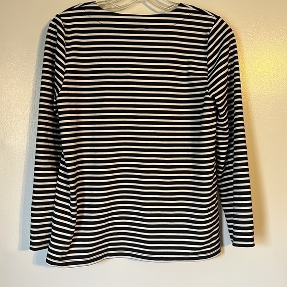 Draper James Rayon Blend Black and White Stripe Tie front Top Size Small - Picture 5 of 6